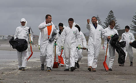 Clean-up crews hard at work patrolling and cleaning the shores of Tauranga. / ©: Blair Harkness / ©: Blair Harkness