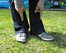 Girl pointing to her feet